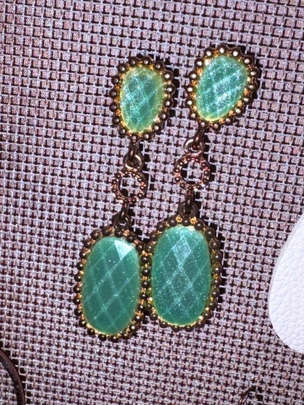 Green Glass Drop Earrings by